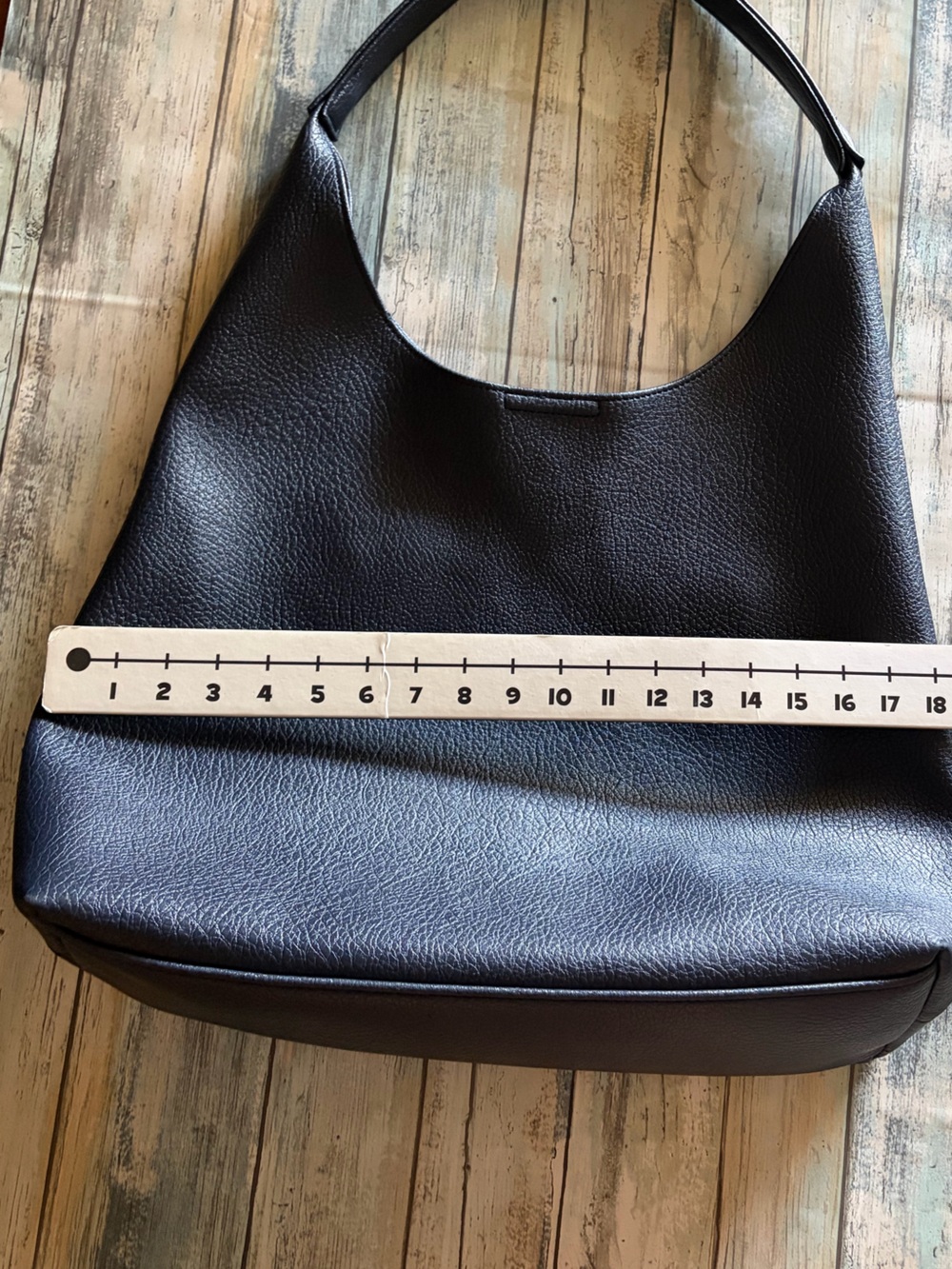 Hoxis Navy Pebbled Leather Hobo Bag - Women - Picture 8 of 11